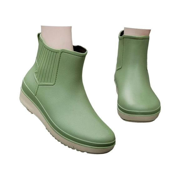 Juosiy Women's Ankle Rain Boots Walking Fishing Rubber Water-proof Outdoor Non Slip Work Shoes