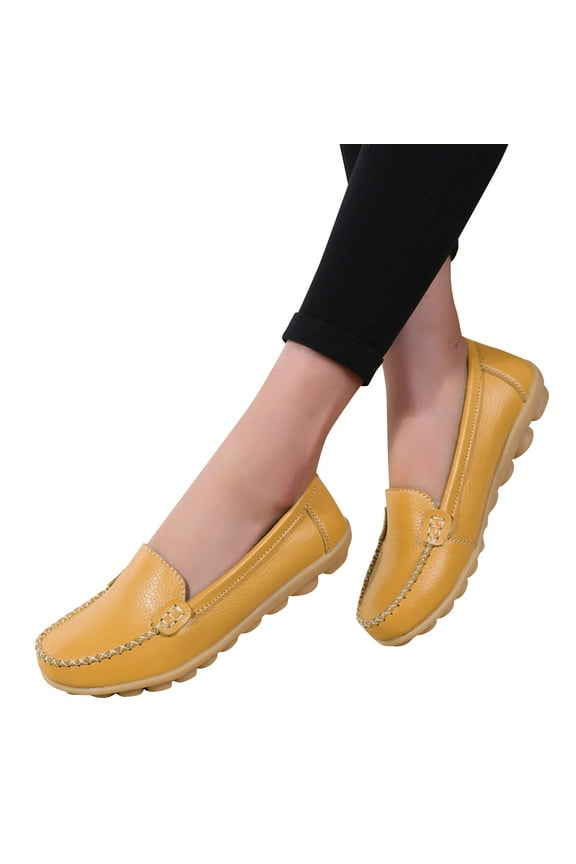 Women's Non Slip Work Shoes Comfortable Dressy Loafers Casual Round Toe Moccasins Driving Flats