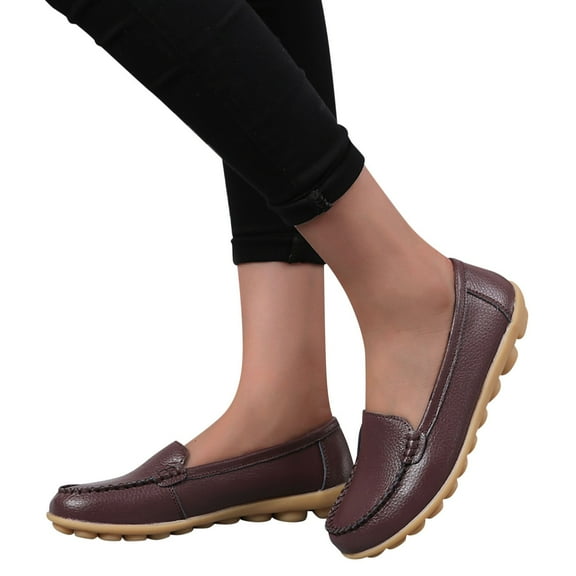 Juosiy Women's Non Slip Work Shoes Comfortable Dressy Loafers Casual Round Toe Moccasins Driving Flats