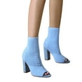 thumbnail image 1 of Juosiy Women's Open Pointed Toe Ankle Boots Knit Chunky Heel Breathable Slip On Dress Sock Shoes, 1 of 8