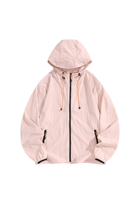 Women's Outdoor Sports Ice Silk Sunscreen Hooded Outerwear New Spring and Autumn Breathable Casual Thin Full Zipper Jacket