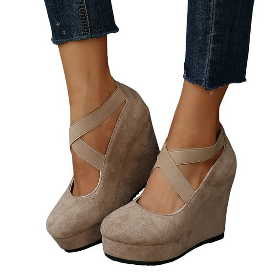 Juosiy Women's Platform Wedge Casual Shoes Thick Sole Slip On Closed Toe Comfortable Dressy Loafers