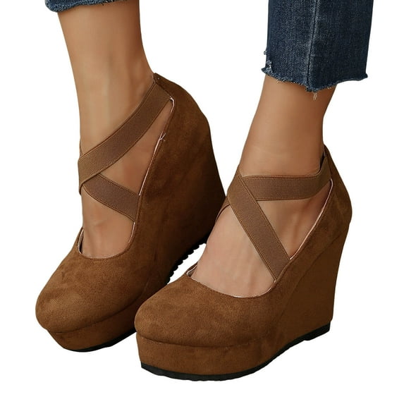 Juosiy Women's Platform Wedge Casual Shoes Thick Sole Slip On Closed Toe Comfortable Dressy Loafers