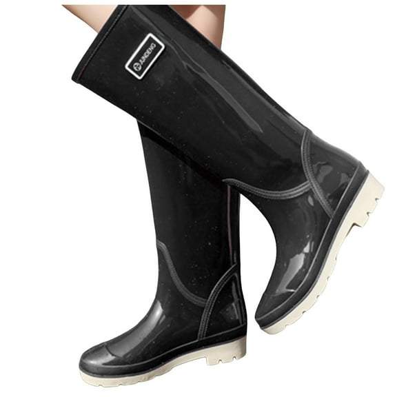 Juosiy Women's Rain Boots Fashion Water-proof Garden Work Rubber Boots Tall Knee High Outdoor Water Shoes