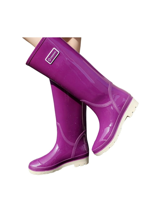 Women's Rain Boots Fashion Water-proof Garden Work Rubber Boots Tall Knee High Outdoor Water Shoes