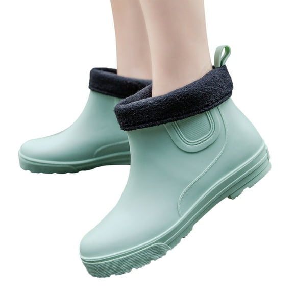 Juosiy Women's Rain Boots Slip On Rubber Boots Water-proof Non Slip Warm Outdoor Work Shoes