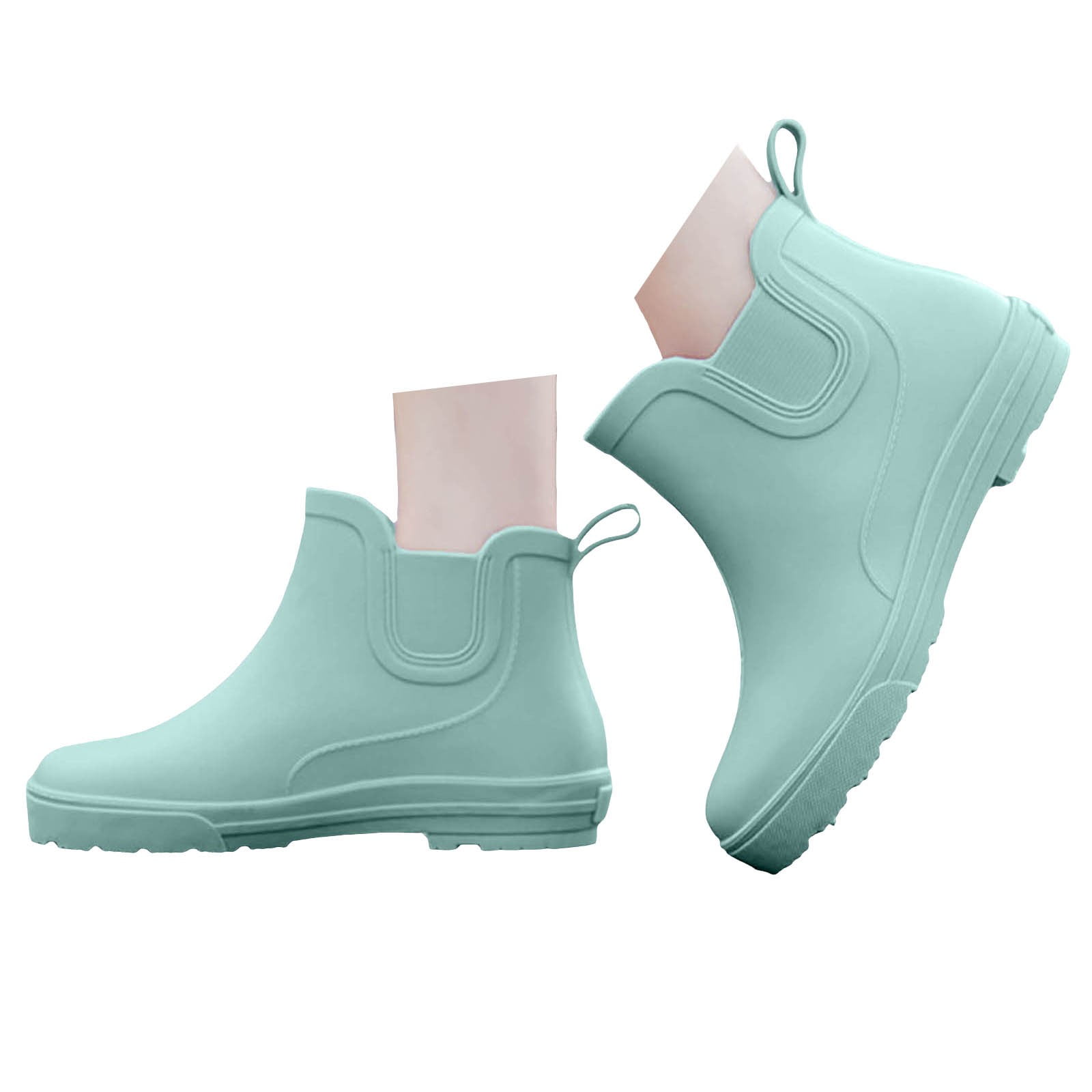 Juosiy Women's Short Rain Boots Water-proof Comfortable Insole Lightweight Stylish Ankle Outdoor Water Shoes