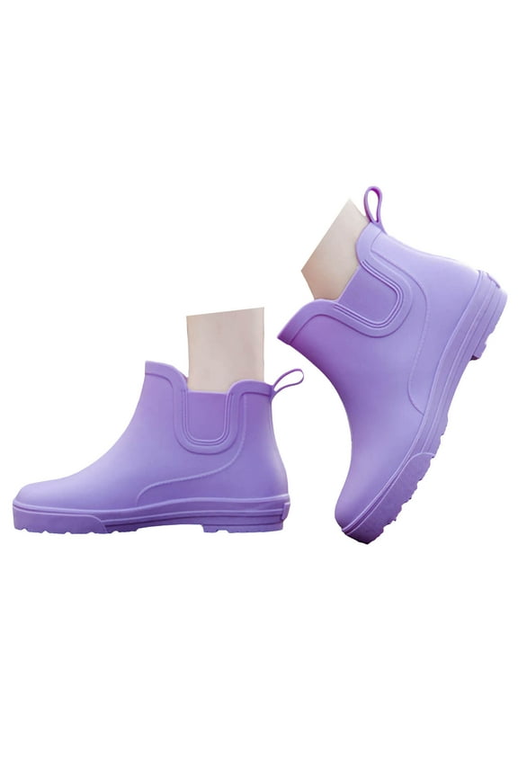 Women's Short Rain Boots Water-proof Comfortable Insole Lightweight Stylish Ankle Outdoor Water Shoes