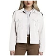 thumbnail image 1 of Juosiy Womens Autumn and Winter Trendy Short Denim Jacket Casual Lapel Solid Color Long Sleeve Button Outwear with Pockets, 1 of 9