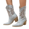 thumbnail image 1 of Juosiy Womens Cowboy Boots Embroidered Western Cowgirl Mid Calf Boots with Block Heel, 1 of 8
