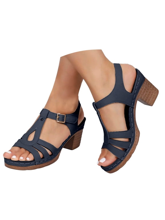 Womens Fashion Heels Shoes Block Heels Ankle Strap High Heels Dress Dance Shoes for Women