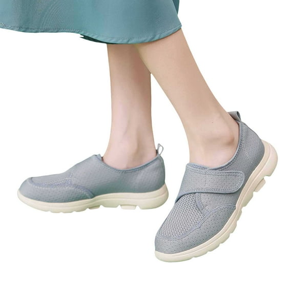 Juosiy Womens Loafers Adjustable Slip-On Wide Walking Shoes Orthopedic Non Slip Work Sneakers