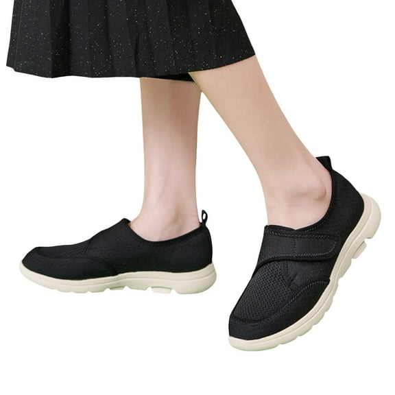Juosiy Womens Loafers Adjustable Slip-On Wide Walking Shoes Orthopedic Non Slip Work Sneakers
