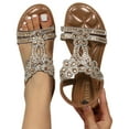 thumbnail image 1 of Juosiy Sandals for Women 2025 Bohemian Rhinestone Wedding Slippers Open Toe Ankle Strap Dressy Shoes, 1 of 7