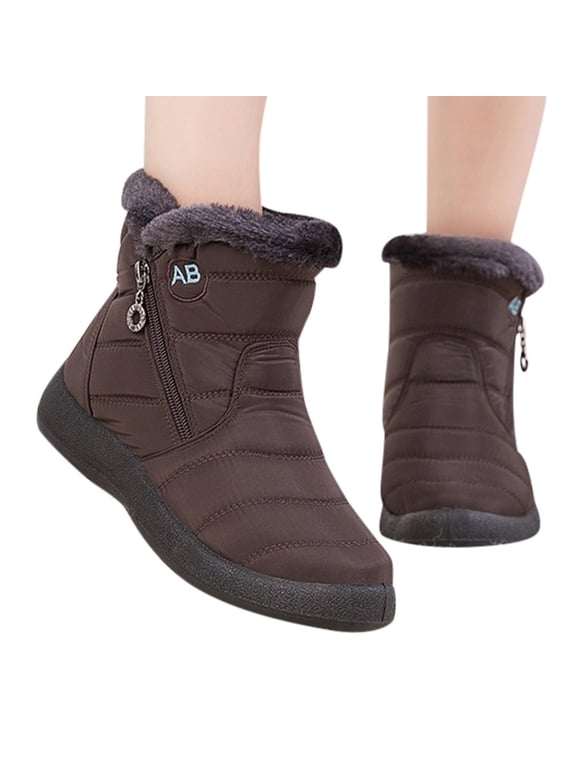 Womens Warm furry Lined Winter Snow Boots Water-proof Outdoor Ankle Booties Comfortable Shoes
