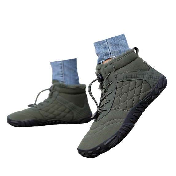 Juosiy Work Boots for Men Water-proof Hiking Snow Booties Non Slip Fuzzy Lined Warm High Top Winter Shoes