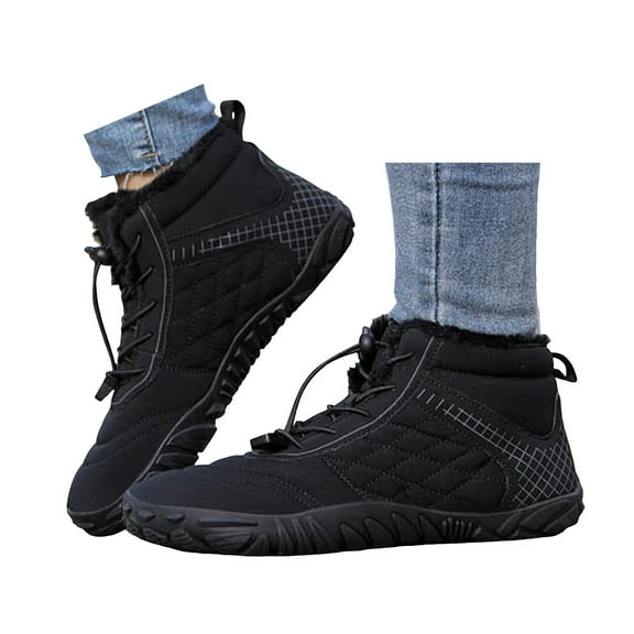 Juosiy Work Boots for Men Water-proof Hiking Snow Booties Non Slip Fuzzy Lined Warm High Top Winter Shoes