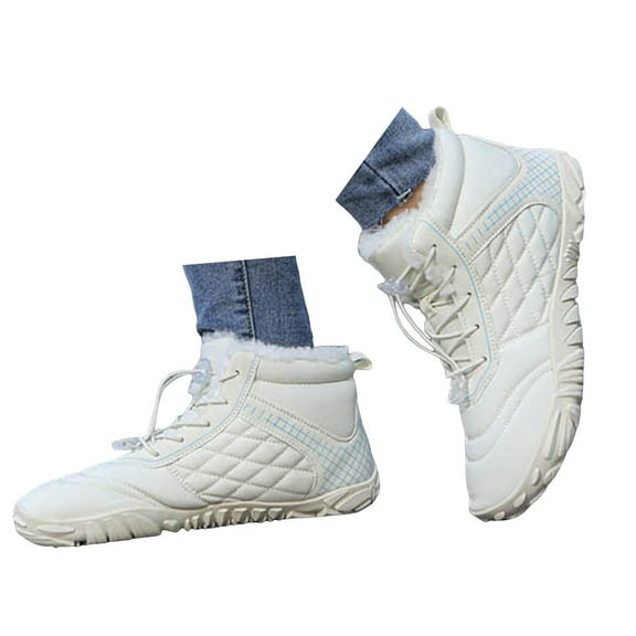 Juosiy Work Boots for Men Water-proof Hiking Snow Booties Non Slip Fuzzy Lined Warm High Top Winter Shoes