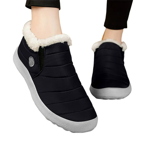 Juosiy Work Boots for Men Winter Plush Lined Outdoor Non Slip Work Shoes Water-proof Slip On Ankle Booties