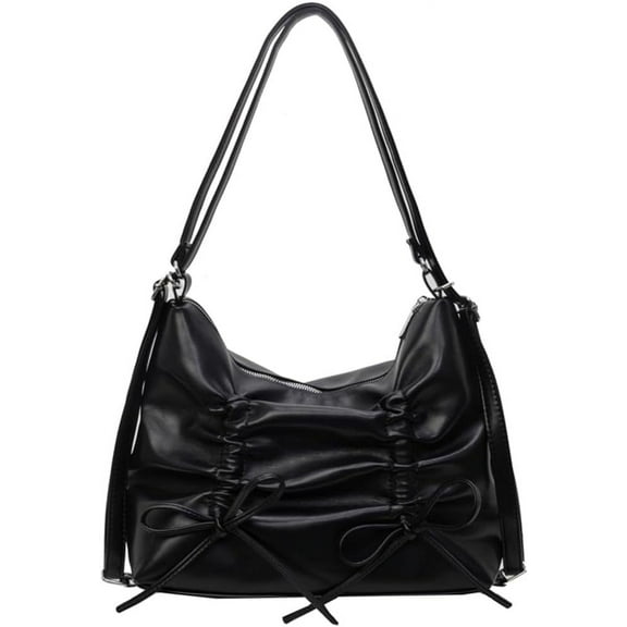 Juoxeepy Bow Purse Aesthetic Tote Bag Trendy Shoulder Bag Crossbody Purse for Women Fashion PU Leather Backpack Purse