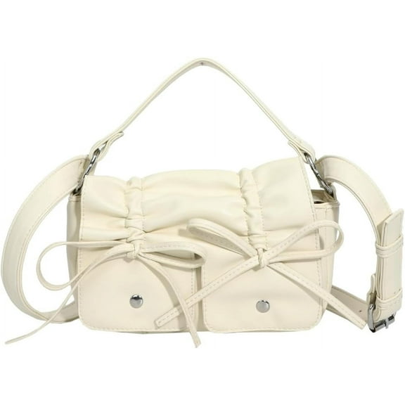 Juoxeepy Drawstring Bow Purse Y2K Shoulder Bag Vintage Bow Trend Crossbody Purse Satchel Bag Cute Handbag for Women