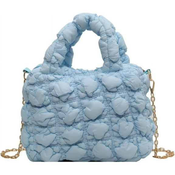 Juoxeepy Quilted Crossbody Bag for Women Shoulder Purse with Chain Strap Puffer Crossbody Purse Trendy Satchel Bag