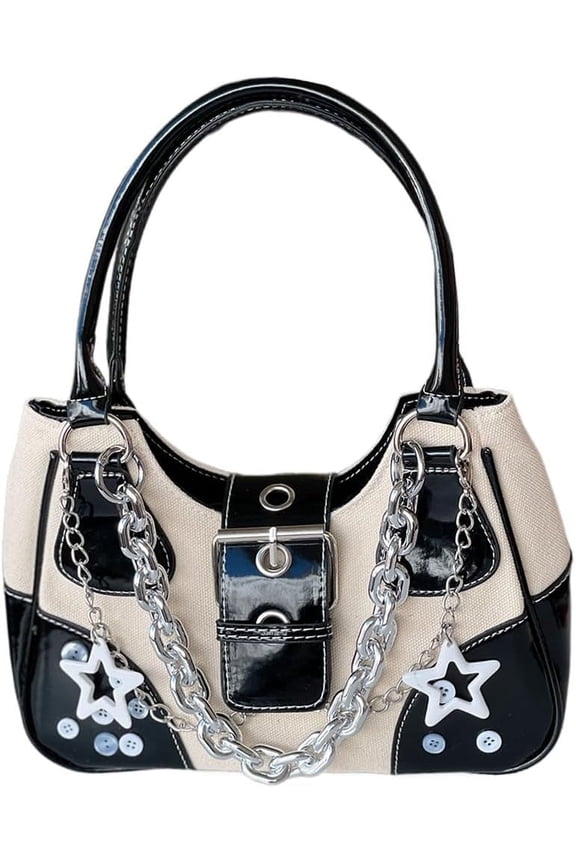 Juoxeepy Y2K Purse Women Small Shoulder Bag Crossbody Purse Cute Crescent Handbag Patchwork Hobo Bag Satchel Purse