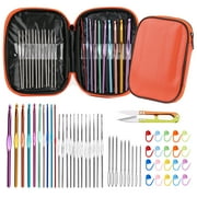 Jupean Crochet Needles Set, Crochet Hooks Kit with Storage Case, DIY Hand Knitting Craft Art Tools,54 Pcs
