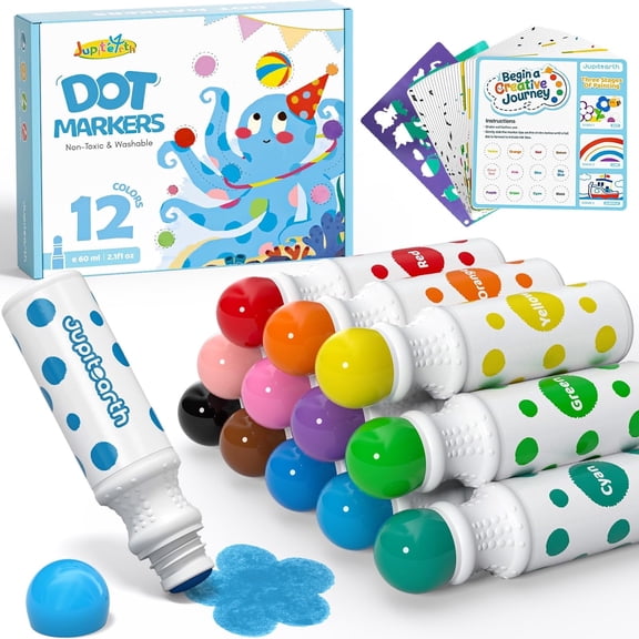 Jupitearth 38Pcs Arts Crafts & Sewing,Art Supplies,Art Markers & Pens,Washable Dot Markers for Toddlers 1-3 Game Markers for Kid
