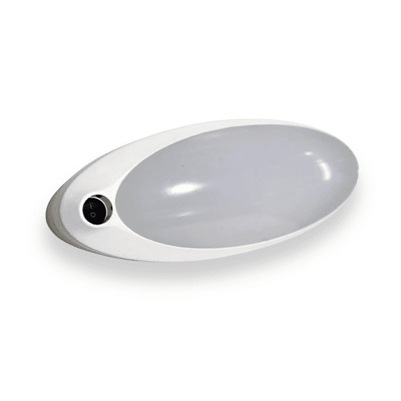 Jupiter 12V LED RV Ceiling Double Dome Light with Switch, Neutral White 4200K, Frosted Lens, White Base, Interior Light for Camper, Trailer, Motorhome, Boat (07-004NW)