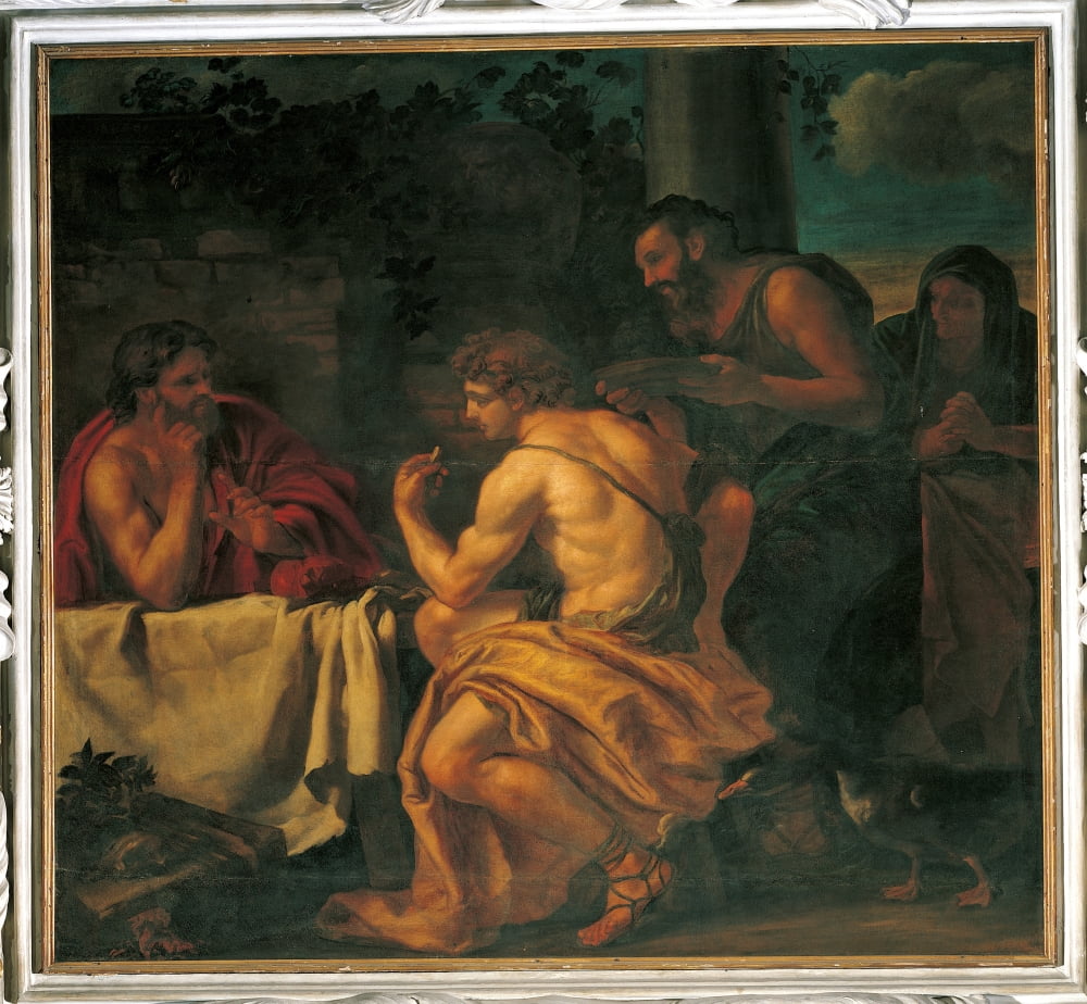 Jupiter And Mercury At Philemon And Baucis Canvas Art - (24 x 18)