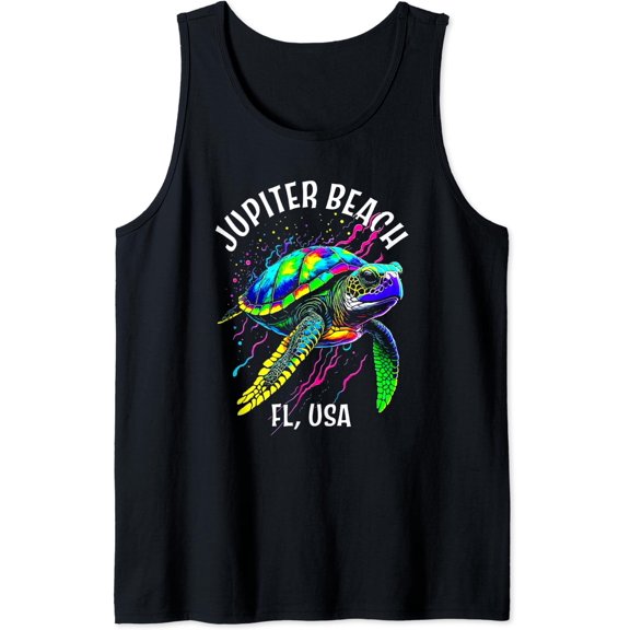 Jupiter Beach Florida Usa Abstract Turtle Design Tank Top Size S-3XL
