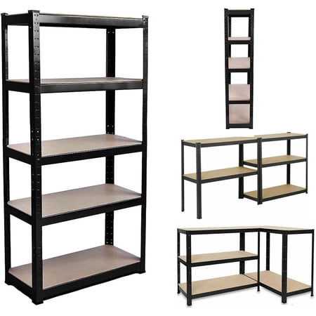 Jupiter Black/Blue 5-Tier Steel Shelving Unit