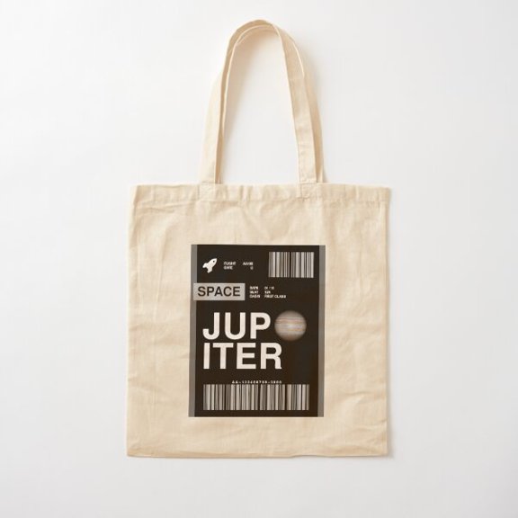 Jupiter Boarding Pass Canvas Tote Bags, Reusable Shopping Bag