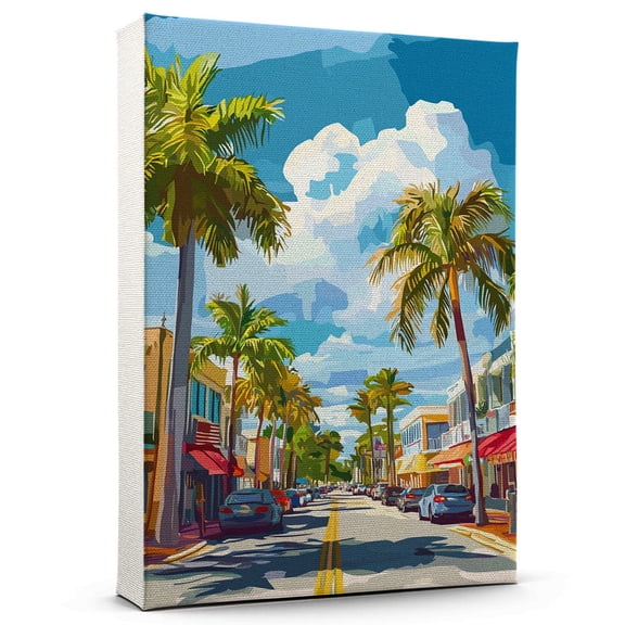 Jupiter Canvass Vintage, Florida Travel Prints Wall Art, Jupiter Travel Canvas, Florida Travel Colorful Canvas - 100AZ665