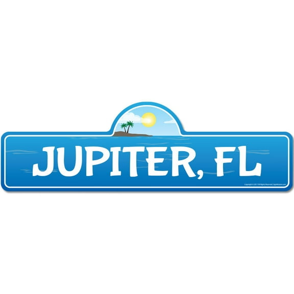 Jupiter FL Florida Beach Street Sign | Indoor/Outdoor | Surfer Ocean Lover Décor For Beach House Garages Living Rooms Bedroom | Signmission Personalized Gift