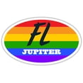 thumbnail image 1 of Jupiter FL Florida Palm Beach County Rainbow Pride Flag 6 Stripes Pride Flag Euro Decal Bumper Sticker 3M Vinyl 3" x 5", 1 of 3