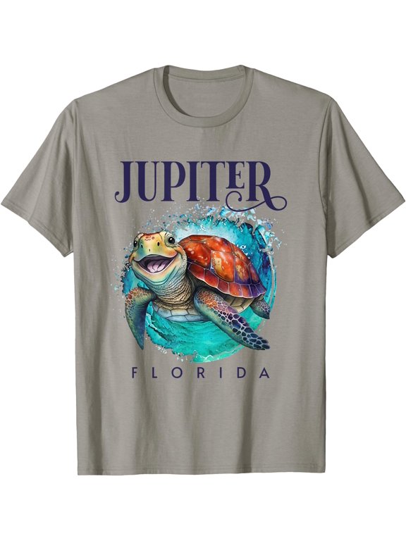 Jupiter Florida Watercolor Happy Sea Turtle T-Shirt, Vintage Birthday Gift
