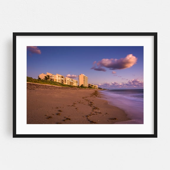Jupiter Island - Florida Photography Beach Sunset Coastal Ocean Landscape Beach House Nature Black Framed Wall Art Print 5 x 7 inches
