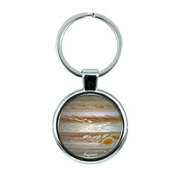 Jupiter Keychain with Epoxy Dome and Metal Keyring