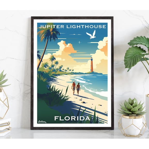 Jupiter Lighthouse, Florida, Travel Print, Modern Wall Art Home Decor #970, 24x36 UNFRAMED