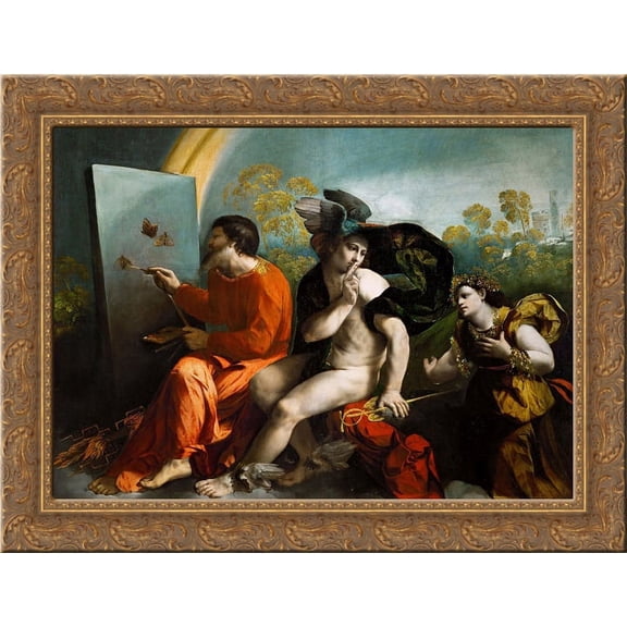 Jupiter, Mercury and Virtue 24x18 Gold Ornate Wood Framed Canvas Art by Dosso Dossi