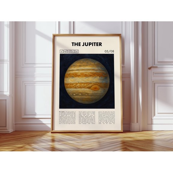 Jupiter Poster Planet Art Print Solar System Decor Science Space Gift Wallpaper Home Decor Office Wall Art