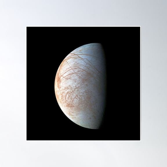 Jupiter'S Moon Europa Poster Wall Art, Modern Wall Decor, 24x24 UNFRAMED