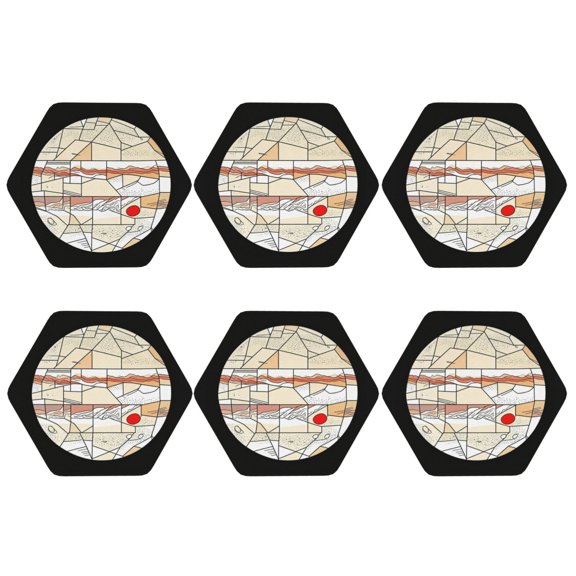 Jupiter Storm Leather Coasters for Drinks Perfect for Living Room, Kitchen, or Outdoor Use Set of 6 Hexagon