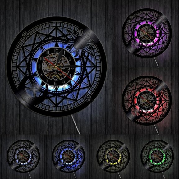 Jupiter Wall Clock Vinyl Home Decor Sun and Moon Retro Star Vinyl Record Clock Cosmographical Clock Astrology Gifts