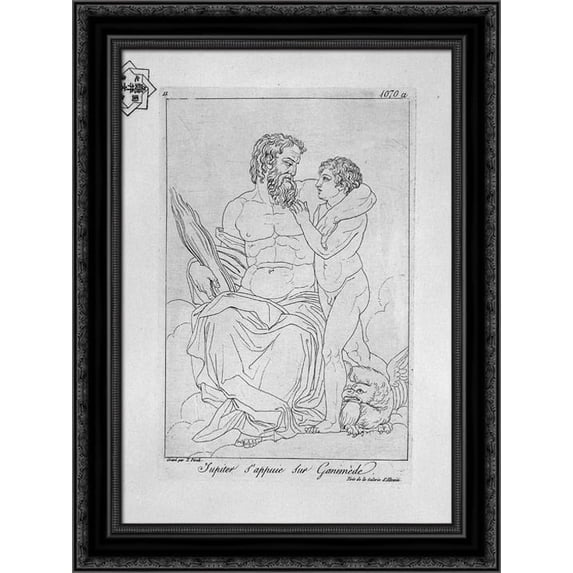 Jupiter and Ganymede 20x24 Black Ornate Wood Framed Canvas Art by Piranesi, Giovanni Battista