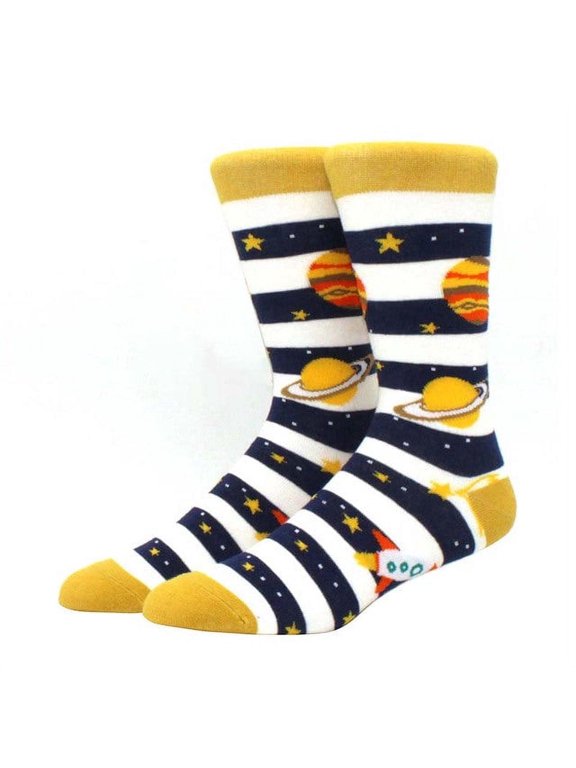 Jupiter and Saturn Planet Space Socks Size: Adult Large