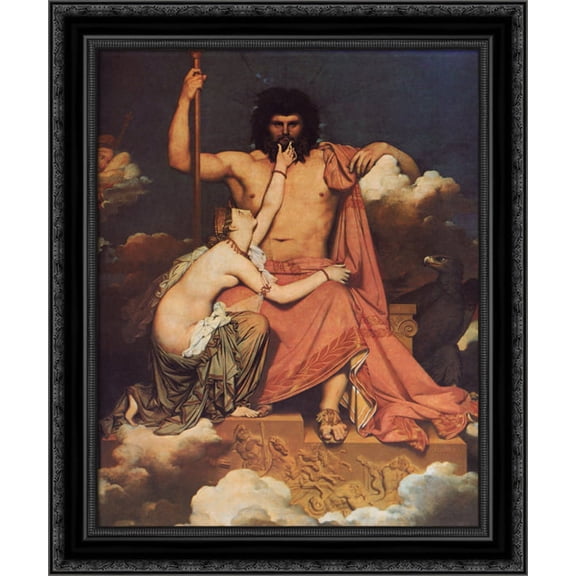 Jupiter and Thetis 20x24 Black Ornate Wood Framed Canvas Art by Ingres, Jean Auguste Dominique