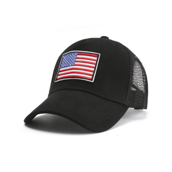 JupiterGear JG-HAT1-BLK-RWB American Flag Trucker Hat with Adjustable Strap - Breathable & Unisex (JG-HAT1-BLK-RWB) Black